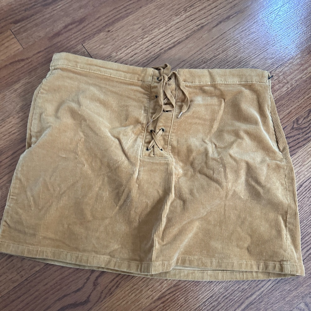 SO Golden Corduroy Mini Skirt